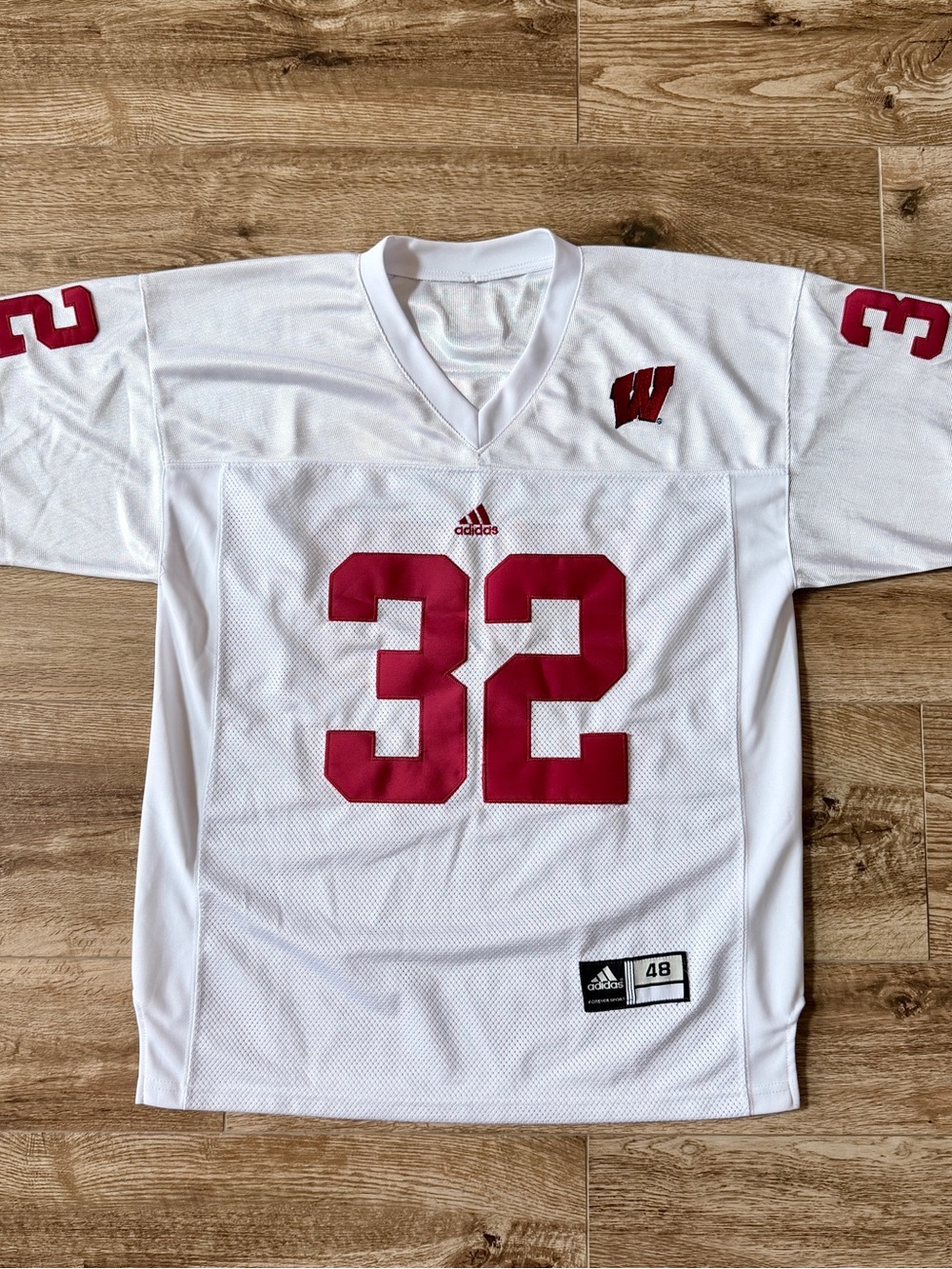 Adidas White Wisconsin Badgers Football Jersey #32 Clay